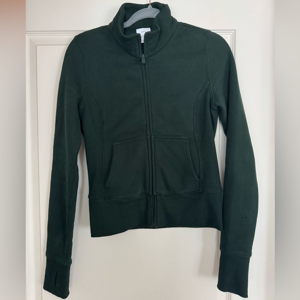 Aritzia Scarab Green Sweatfleece Cozy Fleece Snug Zip Sweatshirt
